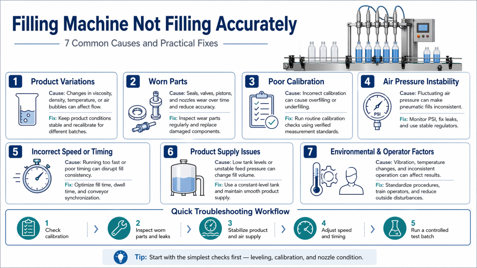 Filling Machine Not Filling Accurately? 7 Common Causes and Fixes