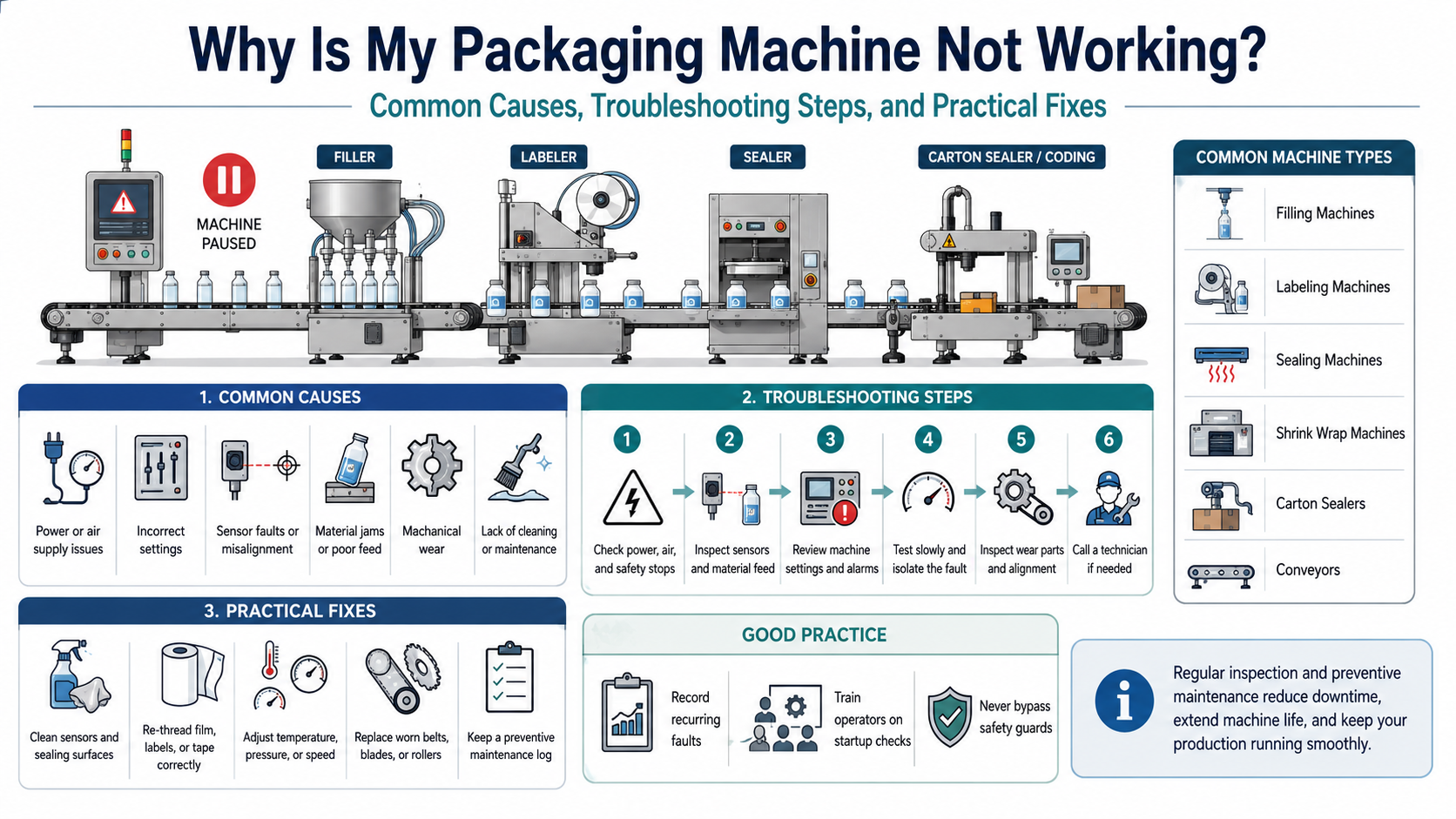 why is my packaging machine not working common causes, troubleshooting steps, and practical fixes