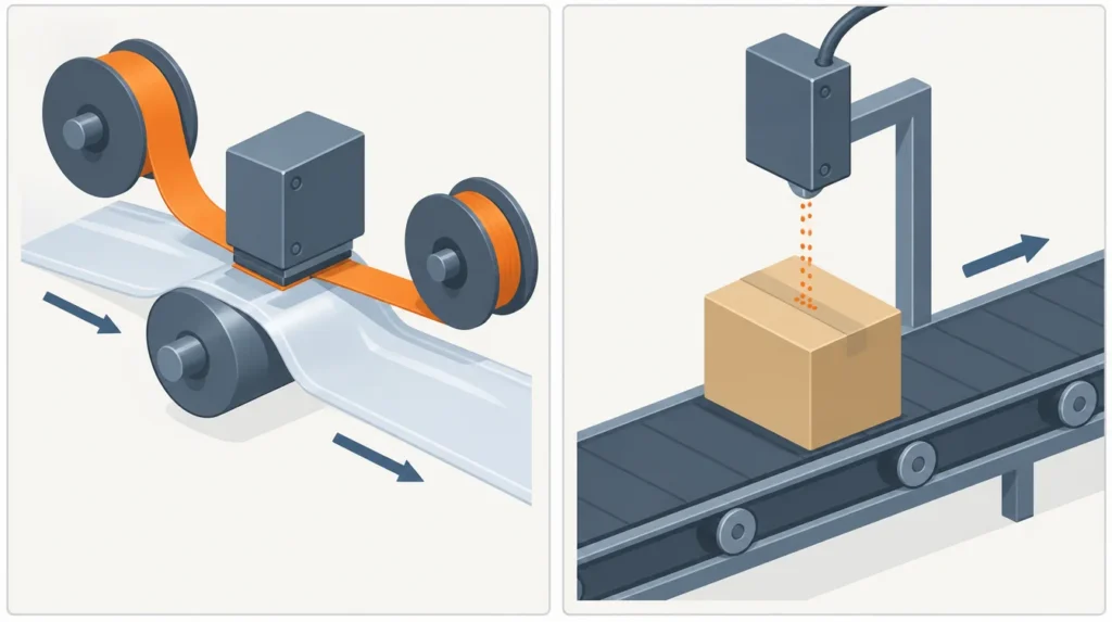 thermal transfer contact vs inkjet non contact diagram